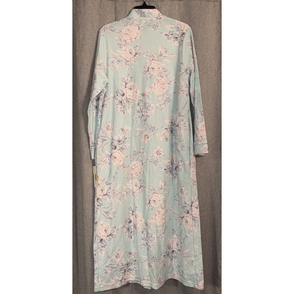 Miss Elaine Robe Womens Size Medium Full Zip Front Mint Floral Nightgown NWT - Picture 3 of 12